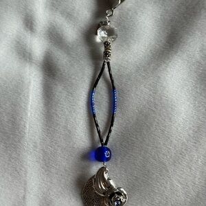 Purse Charm/ Keychain- Rhinestone Rose- Handmade